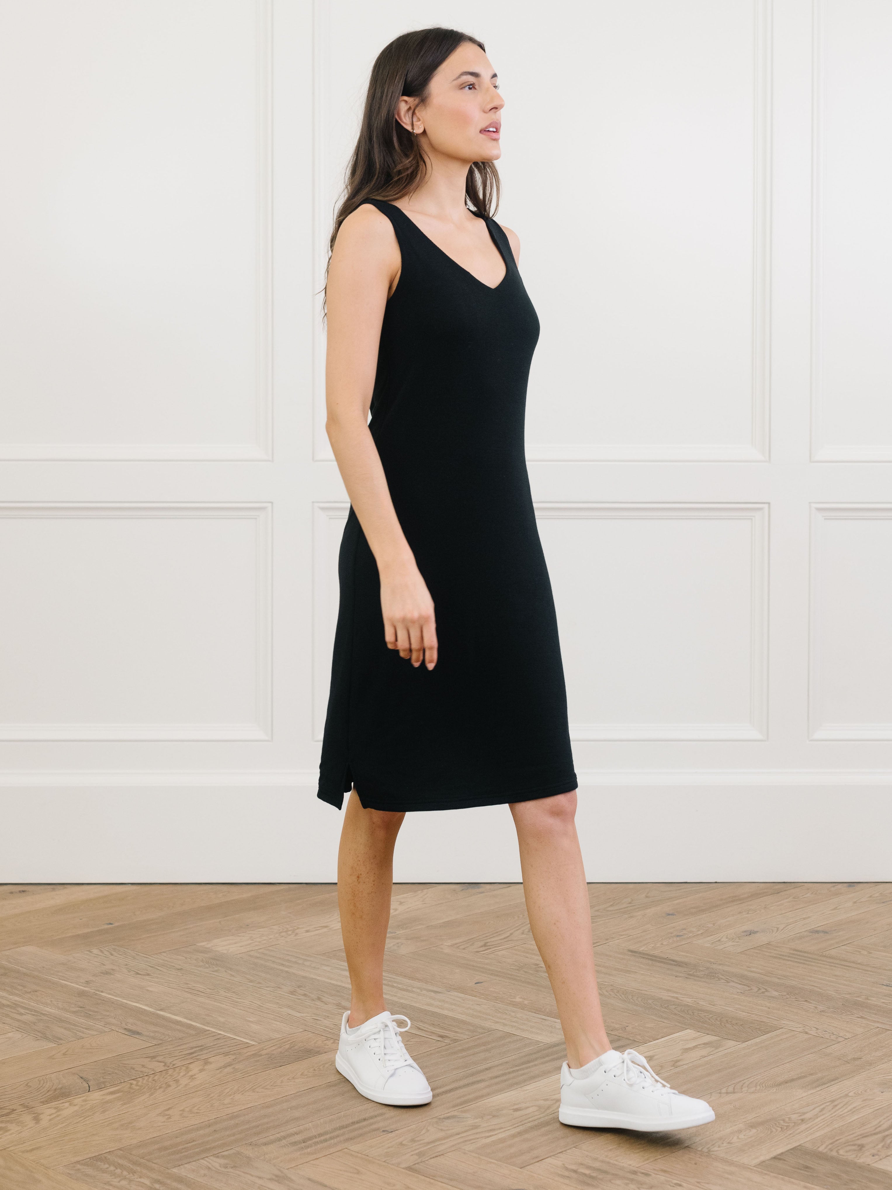 Women's Bamboo Rib-Knit V-Neck Tank Lounge Dress | Oprah