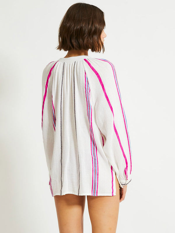 Trial and Error Textured V-Neck Blouse in Magenta – Iris