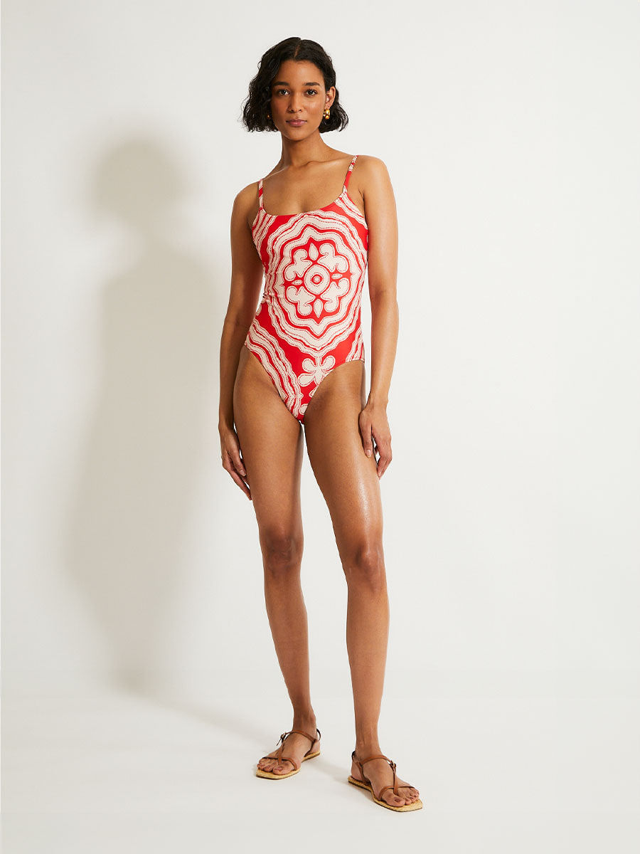オルン sheer check back ribbon one piece