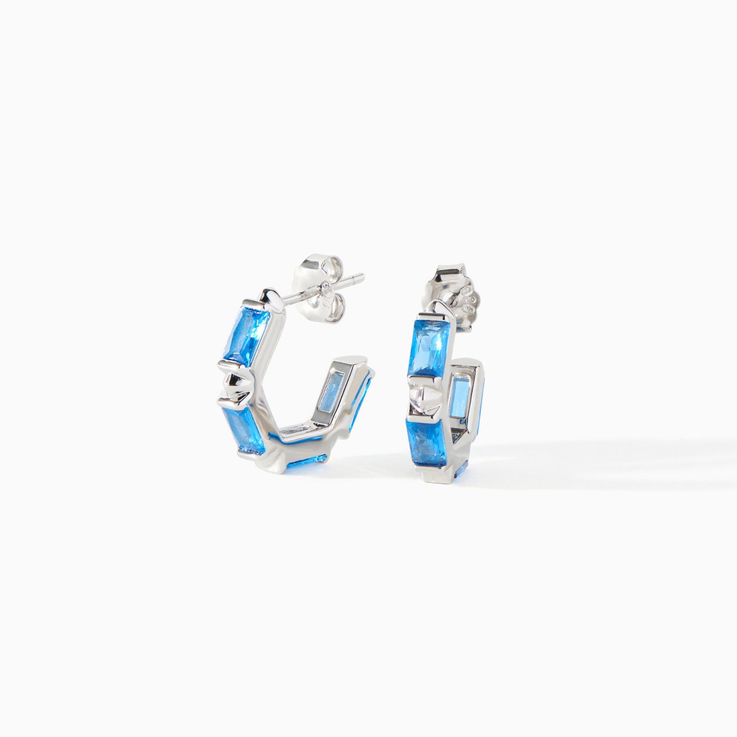 Silver & blue CZ hoops