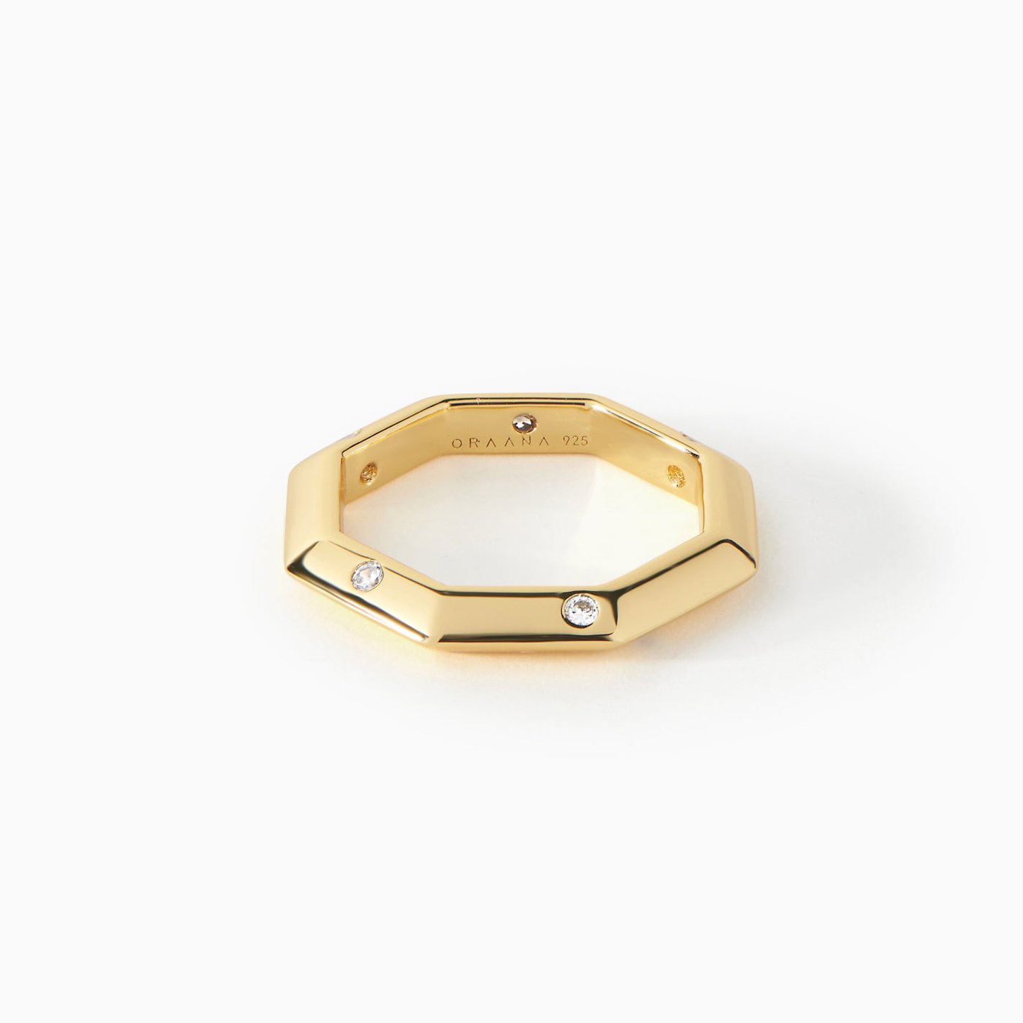 Gold-plated Sterling Silver Cuff Bracelet with Hexagon and Circle Ends